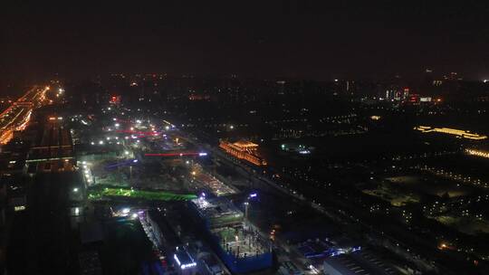 陕西 西安 城墙东北角 航拍 4K夜景
