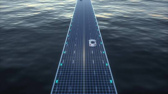 新能源汽车行驶光伏太阳能充电板桥面C4D