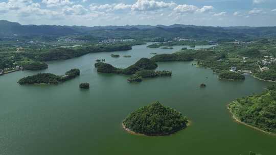 贵州贵阳市百花湖风景区航拍自然风光