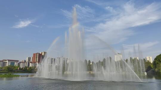 大冶市红星湖喷泉视频素材模板下载