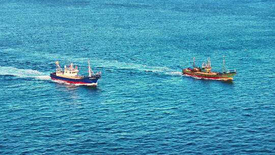 海上渔船青岛渔船航拍视频素材模板下载