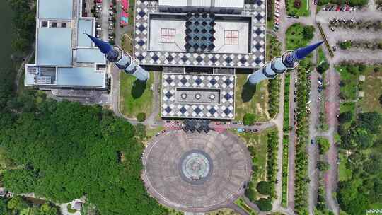 马来西亚吉隆坡国家清真寺蓝色建筑景观航拍