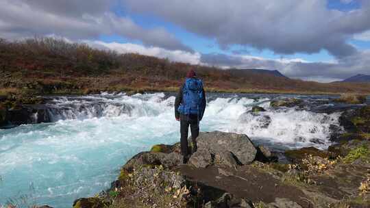 人，Bruarfoss，瀑布，冰岛