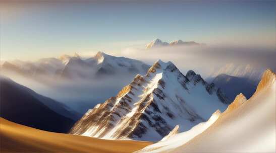 AIGC素材 雪山山峰之巅山脉风景