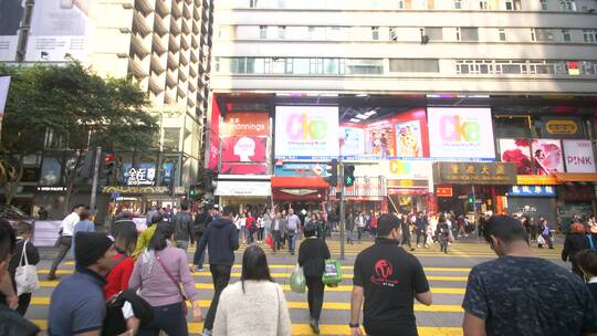 香港过街的人群视频素材模板下载