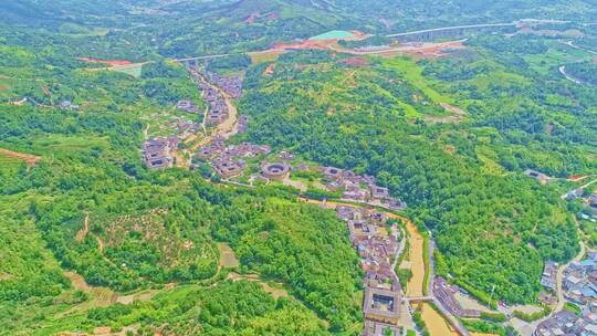 航拍世界文化遗产福建土楼视频素材模板下载