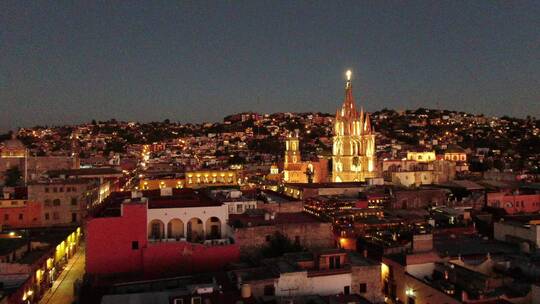 墨西哥圣米格尔夜景灯光航拍