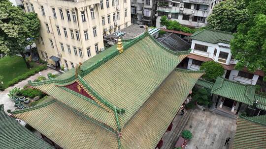 广东省广州市越秀区六榕寺低角度航拍