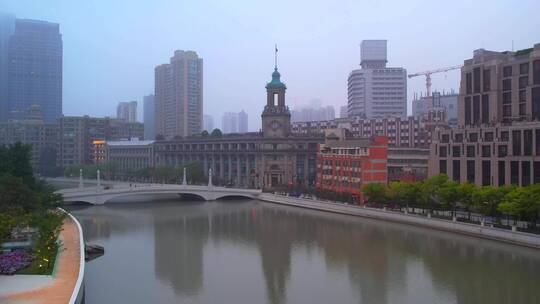 航拍上海邮电大楼视频素材模板下载