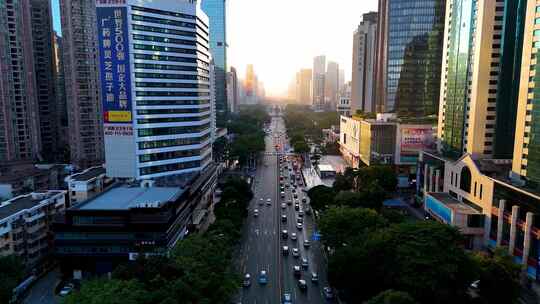 深南路夕阳、车流