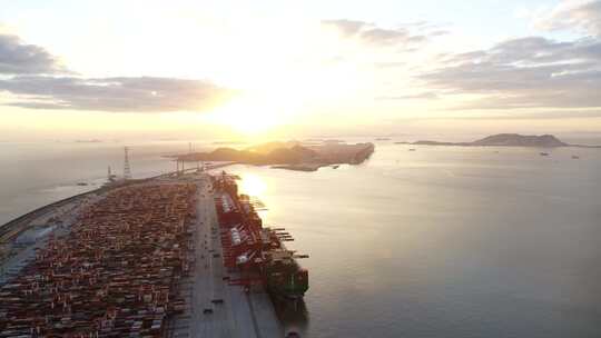 港口 航拍前移-码头大景视频素材模板下载