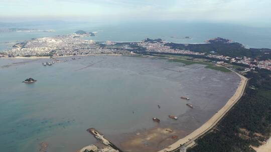 福建莆田湄洲岛海岸线风光航拍