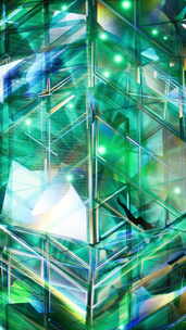 带三角形的绿色和蓝色抽象背景