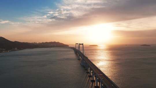 大连星海湾大桥日出航拍大连航拍