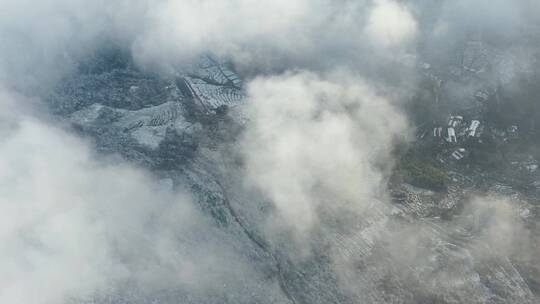 东白山雪后电力风车云海风光4K航拍