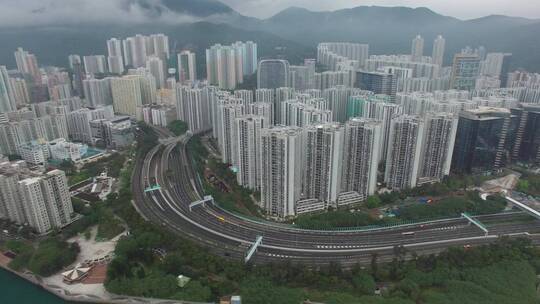 航拍香港高层建筑景观视频素材模板下载