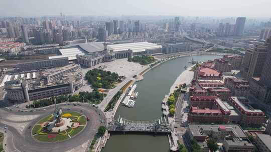 天津海河两岸航拍