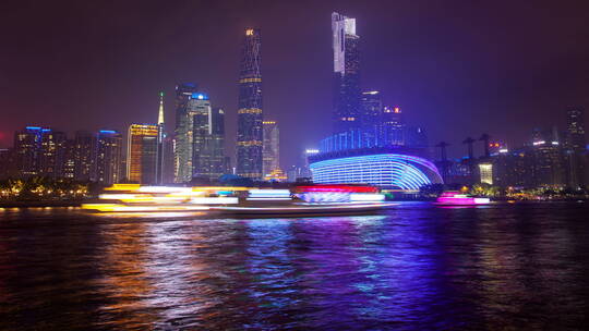 广州夜间城市景观延时