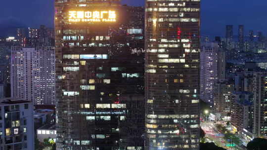 夜景航拍深圳城市建筑