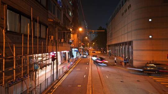 香港街道夜景穿梭延时