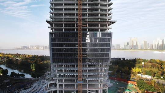 航拍杭州城区正在新建的大楼