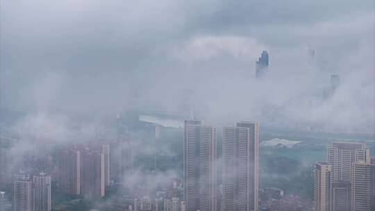 中国武汉两江四岸城市地标风光