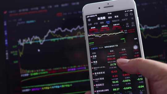 手机股票行情分析和公司财务报表数据研究视频素材模板下载
