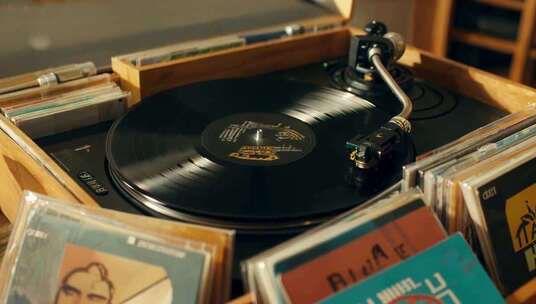 复古唱片机与唱片素材