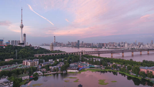 延时摄影湖北武汉地标长江大桥江景