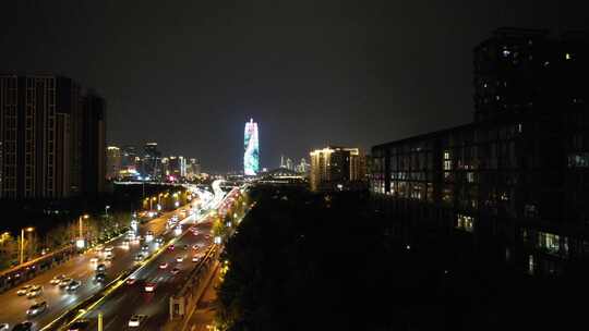 河南郑州中州大道夜景航拍