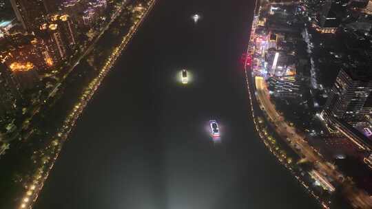 广州海珠区阅江西路猎德大桥夜晚夜景珠江航