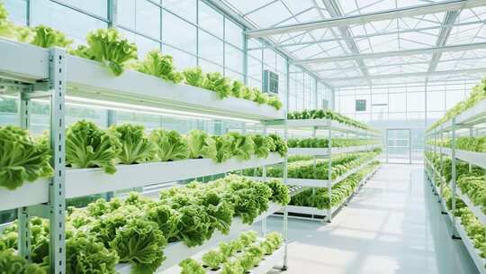 温室大棚内蔬菜种植场景