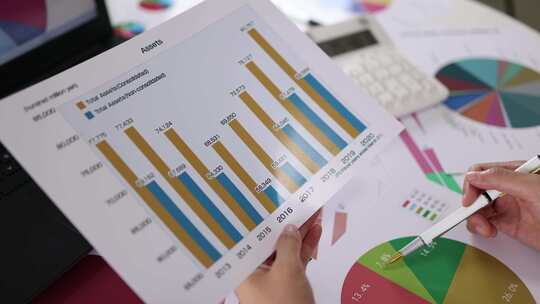 财务人员统计和分析业务营收和利润图表