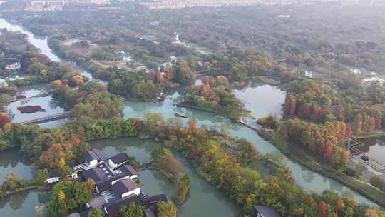 杭州秋天 西溪湿地 手摇船 湿地博物馆