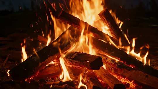 立冬篝火燃烧温暖治愈氛围视频