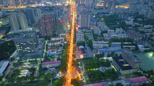 湖北武汉中国地质大学夜晚夜景航拍洪山区城