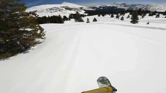 科罗拉多州落基山脉后部滑雪板的POV照片视频素材模板下载