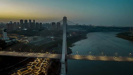 重庆马桑溪大桥夜景航拍延时