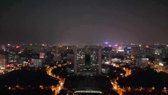 航拍江西宜春城市夜景