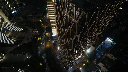 4K厦门高楼鹭江道夜景城市航拍视频素材模板下载