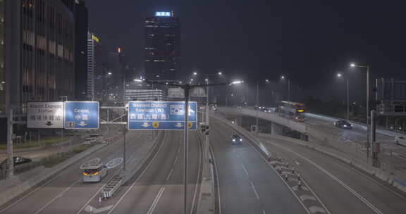 香港中环夜景街景