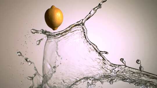 水飞溅与水果在超慢动作1500fps-反射面-水飞溅w水果