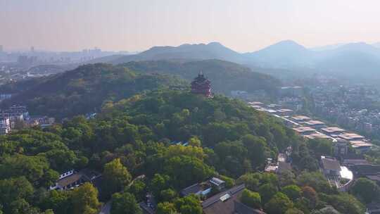 杭州城隍阁景区航拍上城区风景风光视频素材