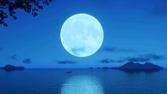 水中月亮 海上生明月视频素材模板下载