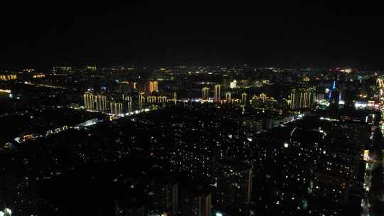 河南商丘城市大景夜景灯光航拍