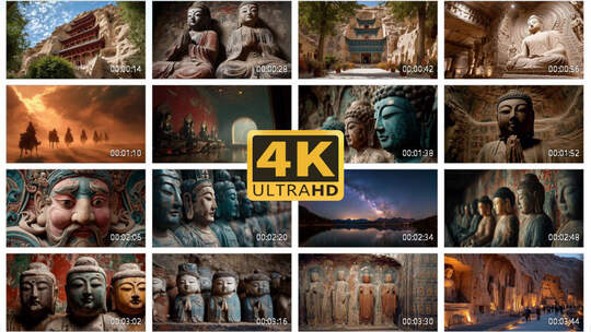 4K中国文明遗迹佛像古迹敦煌莫高窟1高清在线视频素材下载
