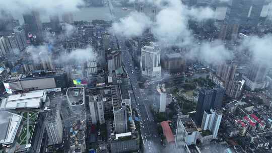 长沙城市上空云海大气视频