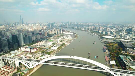 上海卢浦大桥黄浦江航拍