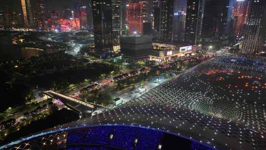 中国华润大厦南山区深圳湾体育中心夜晚夜景