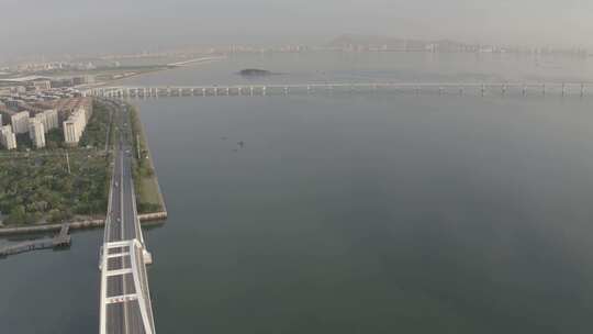 厦门市五缘湾国际游艇汇五缘大桥海景航俯拍